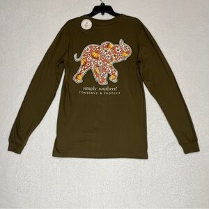 Simply Southern Olive Long Sleeve with Elephant Design